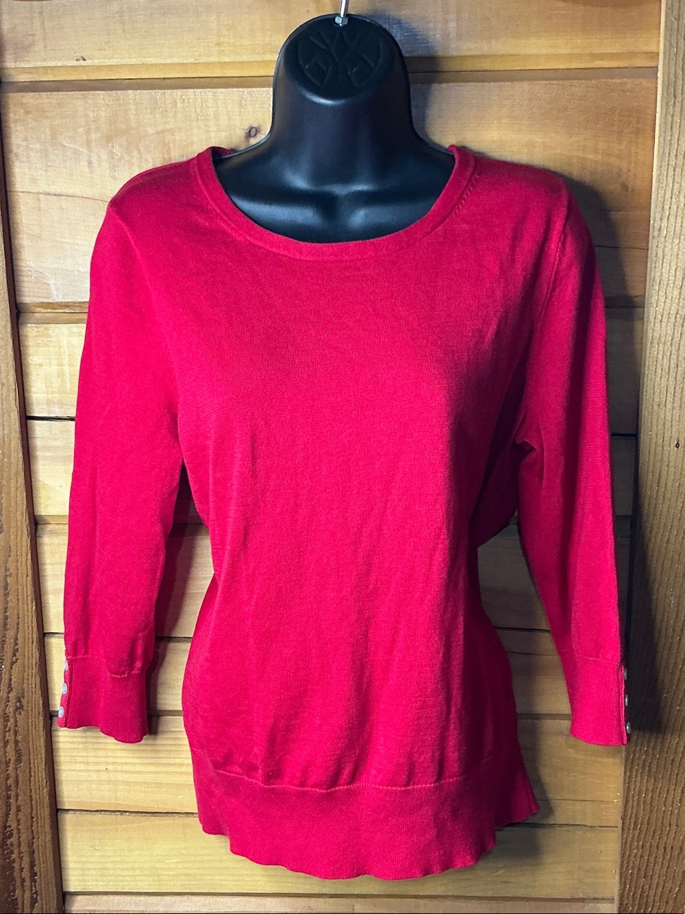 Lands' End Size M Women’s Pullover Bright Red Boatneck Knit Top